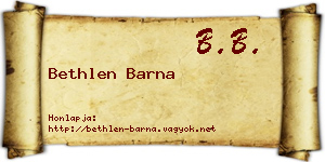 Bethlen Barna névjegykártya