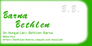 barna bethlen business card